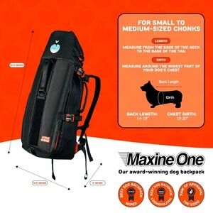 Maxine One Dog Backpack Carrier M LITTLE CHONK 50lb Adjustable Bag Hiking